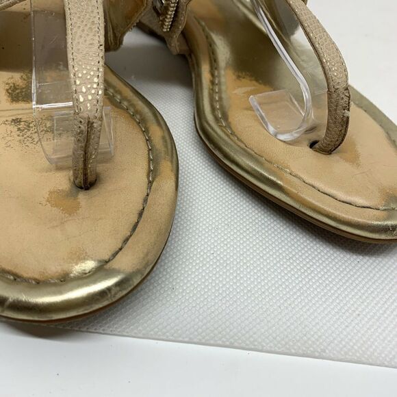 Arturo Chiang Gold Metallic Jeweled Sandals Sz 6 - Picture 4 of 11